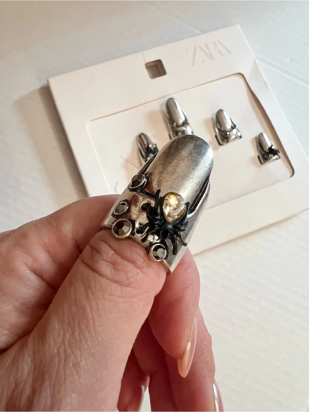 ZARA Set of 5, Metal Spider Nail Rings, Halloween. NWT